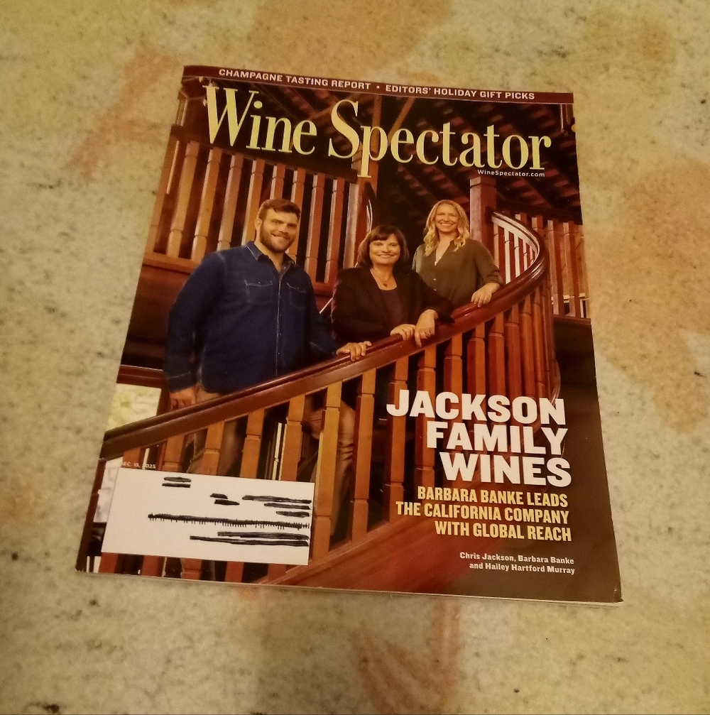 Wine Spectator Magazine Jackson Family Wines December 15 2025